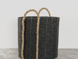 Handled Laundry basket_Natural/Black MEDIUM Product Image